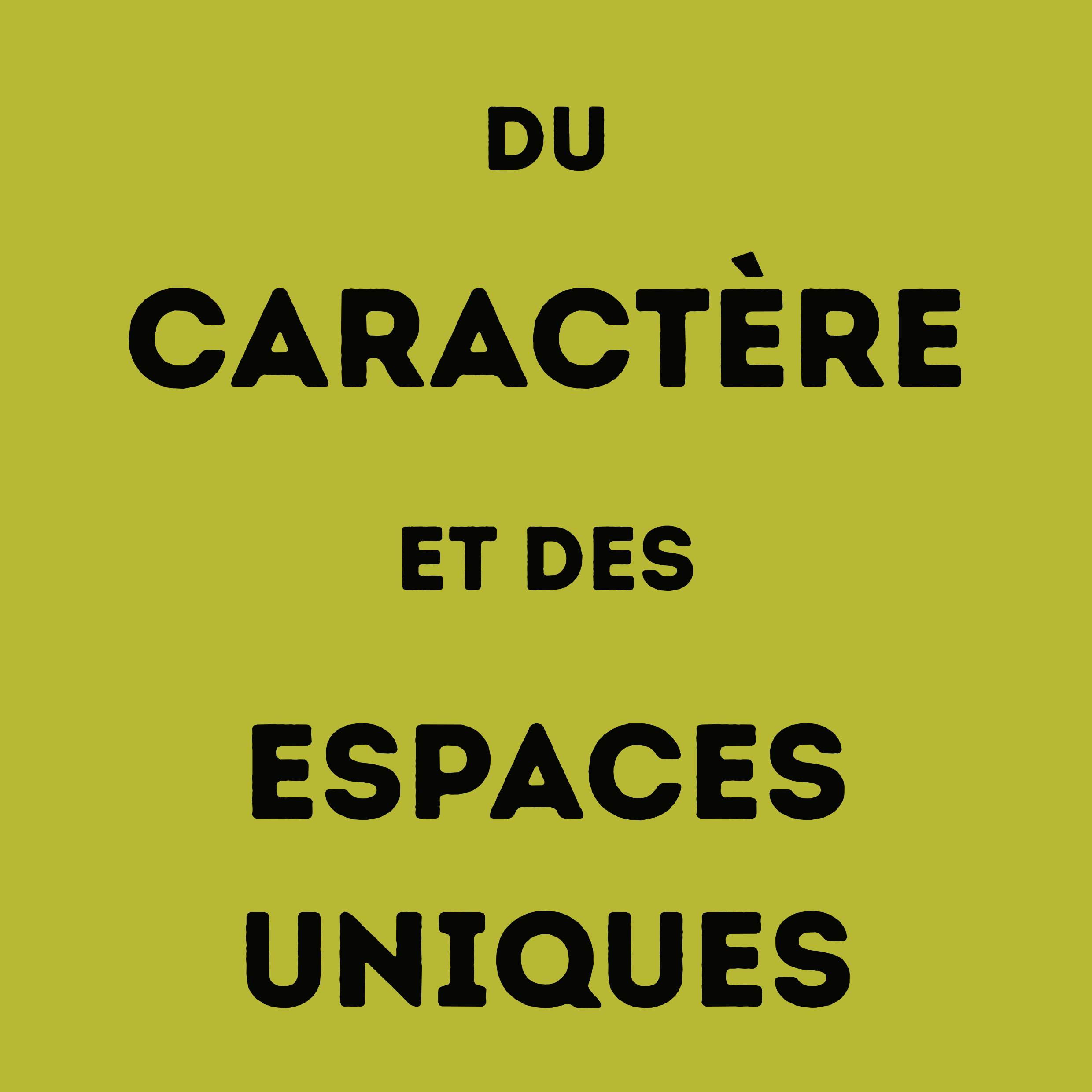 du Caractère et des espaces uniques